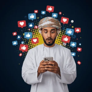 Omani man using social media platforms